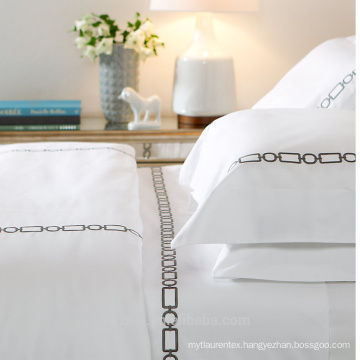 White Custom Embroidered Duvet Cover With Flange